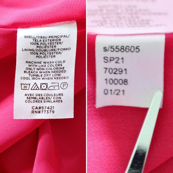 Ann Taylor Size M Flutter Sleeve Blouse Crinkle Chiffon Fuchsia Pink - Picture 12 of 12